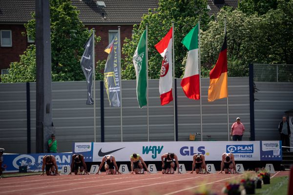 Mathias Brugger (SSV Ulm 1846), Malik Diakité (Hannover 96), Kai Kazmirek (LG Rhein-Wied), Simon Ehammer (SUI), Andreas Bechmann (Eintracht Frankfurt), Marcel Meyer (Hannover 96), Niklas Kaul (USC Mainz) am 07.05.2022 beim Stadtwerke Ratingen Mehrkampf-Meeting 2022 in Ratingen